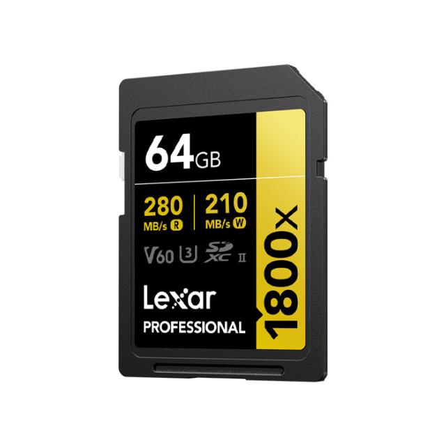 LEXAR SD 64GB PRO 1800X U3 V60 UHS-II R280/W210