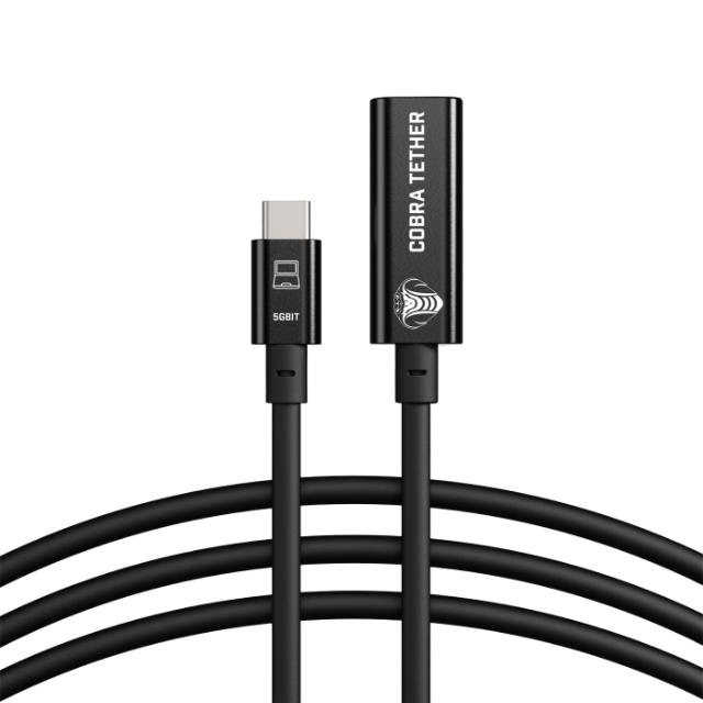COBRAUNION USB-C TO USB-C FEMALE EXT 5M, 5G BLACK