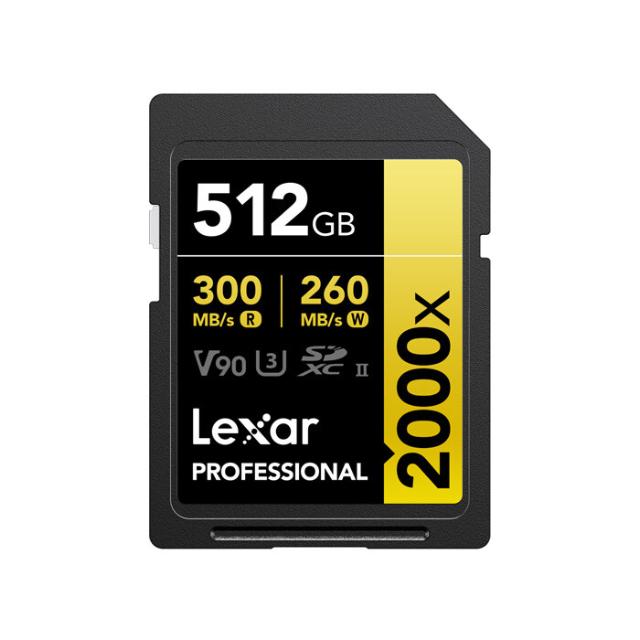 LEXAR SD 512GB PRO 2000X U3 V90 UHS-II R300/W260