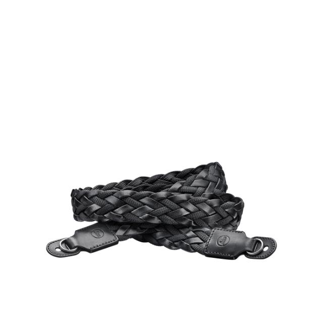 LEICA STRAP FLAT BRAIDED RAYON & LEATHER BLACK
