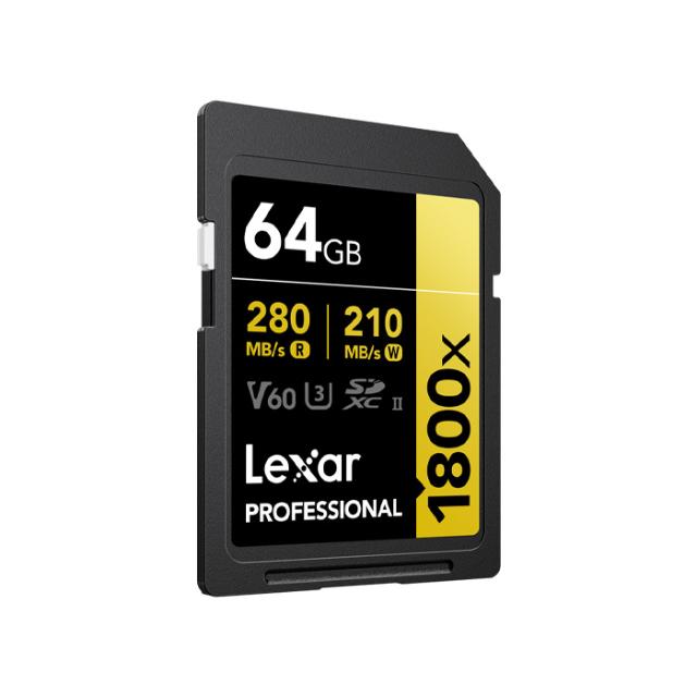 LEXAR SD 64GB PRO 1800X U3 V60 UHS-II R280/W210