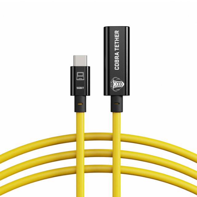 COBRAUNION USB-C TO USB-C FEMALE EXT 5M, 5G YELLOW
