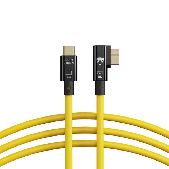 COBRAUNION USB-C TO MICRO-B 90° 10M, 5G YELLOW