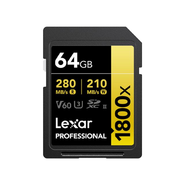 LEXAR SD 64GB PRO 1800X U3 V60 UHS-II R280/W210